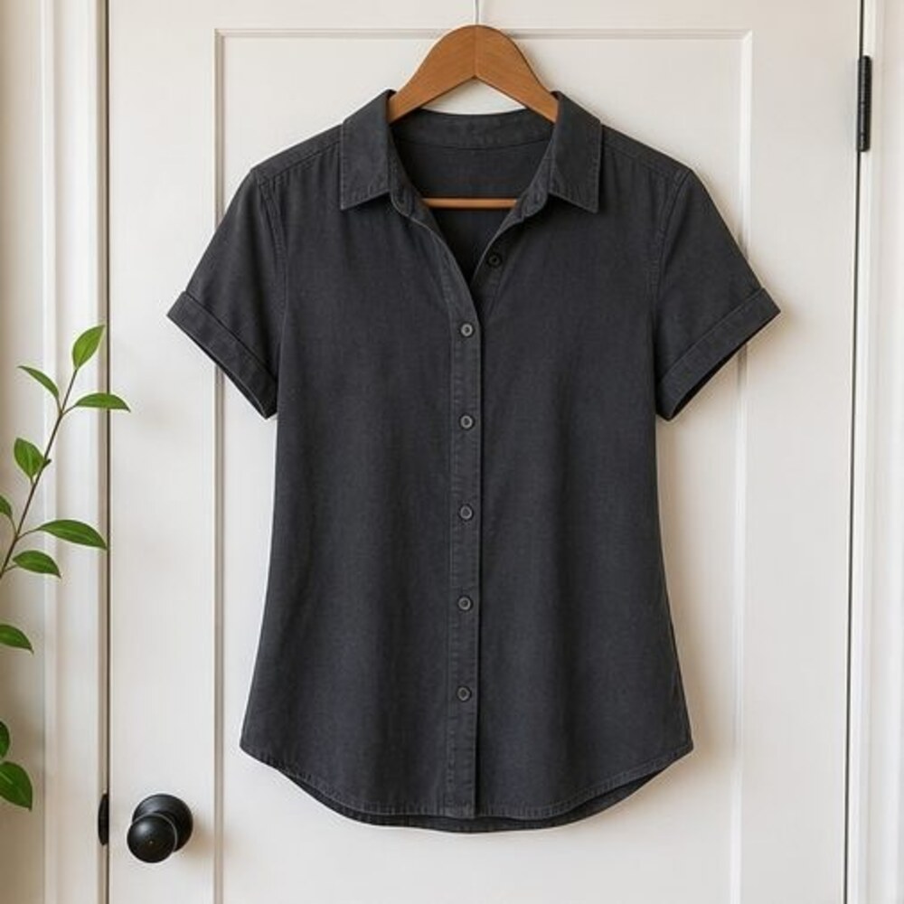 Charcoal Button Blouse